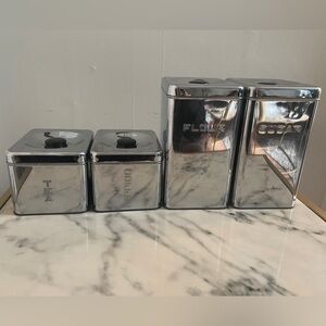 Vintage 1950’s Lincoln Beautyware Chrome Stackable 4 Piece Canister Set MCM
